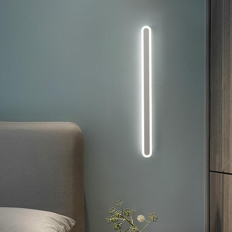 Elongated Bar Bedroom Flush Wall Sconce Acrylic 16"/23.5"/31.5" W LED Nordic Wall Lamp in Warm/White Light, Black/White