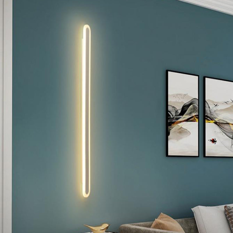 Elongated Bar Bedroom Flush Wall Sconce Acrylic 16"/23.5"/31.5" W LED Nordic Wall Lamp in Warm/White Light, Black/White