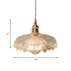 Bowl/Cylinder Bedside Wall Lighting Antique Clear Prismatic/Wavy Glass 1 Bulb Brass Wall Hanging Lamp with Rotary Switch