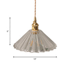 Bowl/Cylinder Bedside Wall Lighting Antique Clear Prismatic/Wavy Glass 1 Bulb Brass Wall Hanging Lamp with Rotary Switch