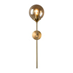 Ball Shade Pencil-Arm Wall Lighting Postmodern Clear/Amber/Smoke Grey Glass Single Brass Wall Mounted Lamp