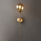 Ball Shade Pencil-Arm Wall Lighting Postmodern Clear/Amber/Smoke Grey Glass Single Brass Wall Mounted Lamp