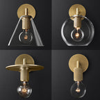 Bronze Armed Wall Sconce Light Postmodern Single Metal/Clear Glass Wall Lamp with/without Disc/Sphere/Cone Shade