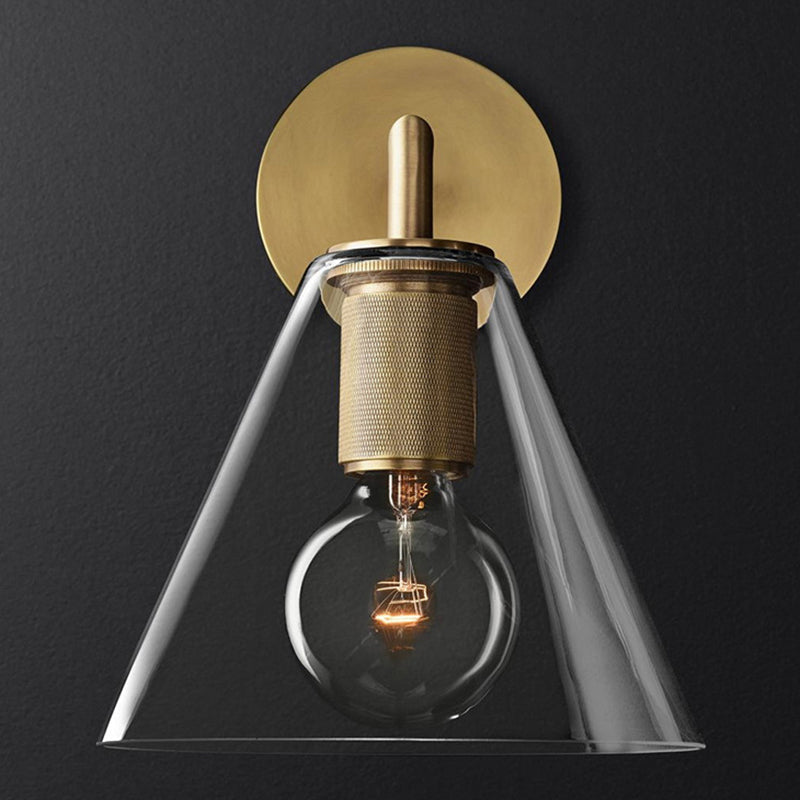 Bronze Armed Wall Sconce Light Postmodern Single Metal/Clear Glass Wall Lamp with/without Disc/Sphere/Cone Shade