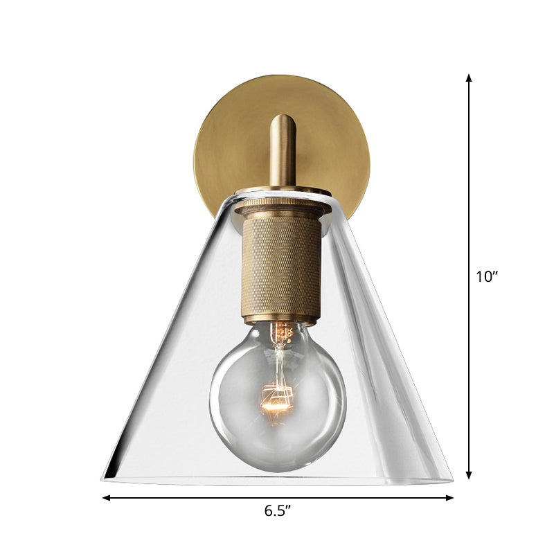 Bronze Armed Wall Sconce Light Postmodern Single Metal/Clear Glass Wall Lamp with/without Disc/Sphere/Cone Shade