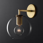 Bronze Armed Wall Sconce Light Postmodern Single Metal/Clear Glass Wall Lamp with/without Disc/Sphere/Cone Shade