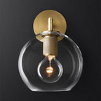 Bronze Armed Wall Sconce Light Postmodern Single Metal/Clear Glass Wall Lamp with/without Disc/Sphere/Cone Shade