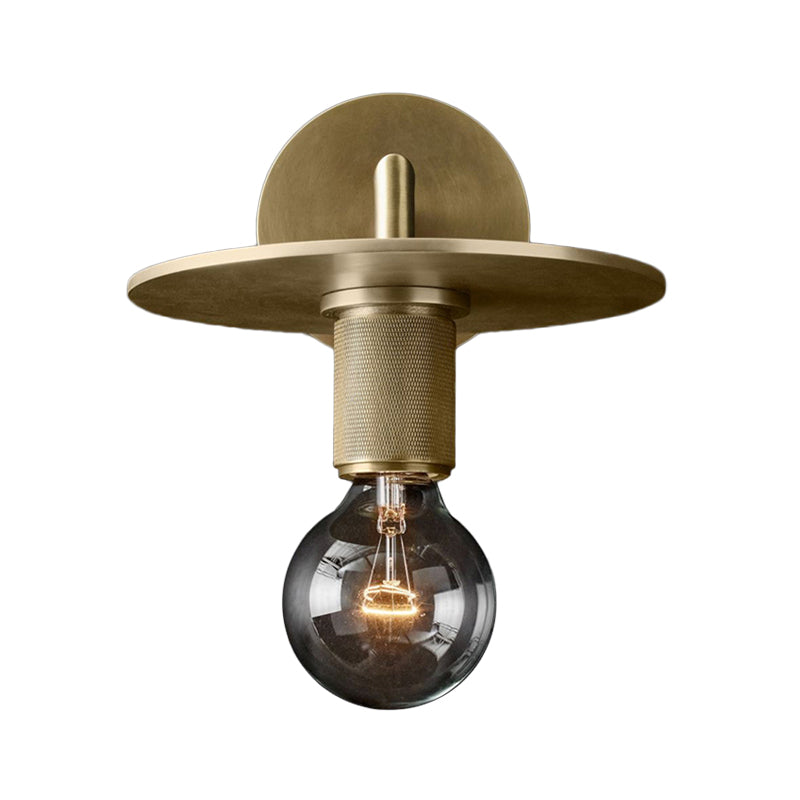 Bronze Armed Wall Sconce Light Postmodern Single Metal/Clear Glass Wall Lamp with/without Disc/Sphere/Cone Shade