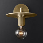 Bronze Armed Wall Sconce Light Postmodern Single Metal/Clear Glass Wall Lamp with/without Disc/Sphere/Cone Shade