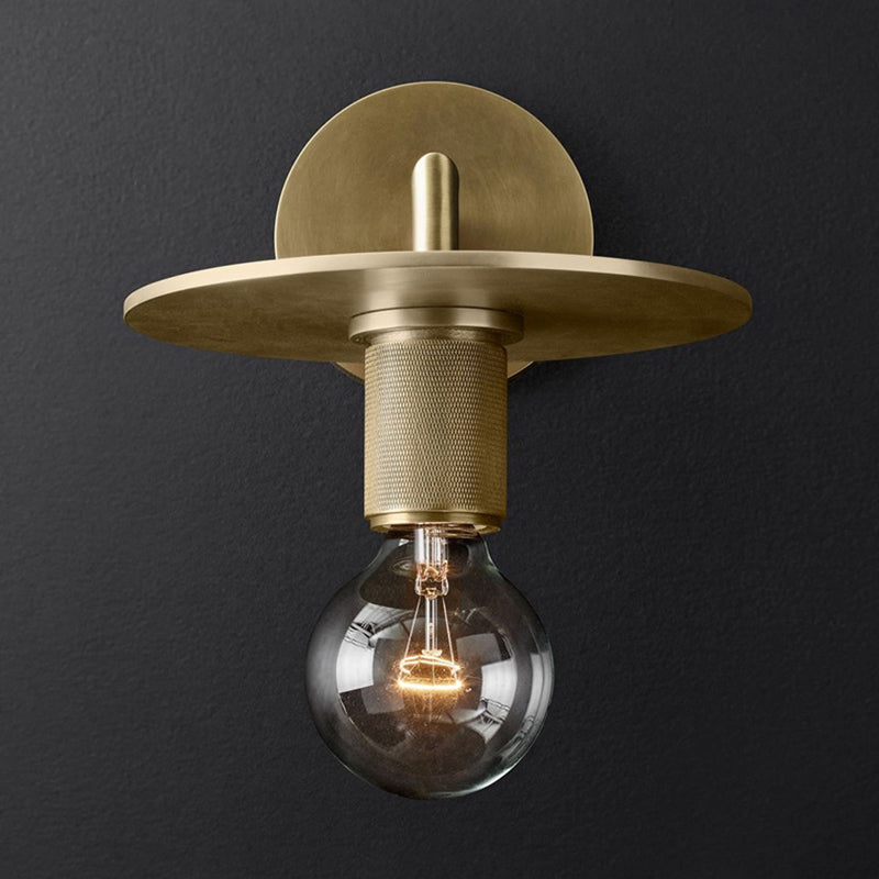 Bronze Armed Wall Sconce Light Postmodern Single Metal/Clear Glass Wall Lamp with/without Disc/Sphere/Cone Shade