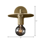 Bronze Armed Wall Sconce Light Postmodern Single Metal/Clear Glass Wall Lamp with/without Disc/Sphere/Cone Shade