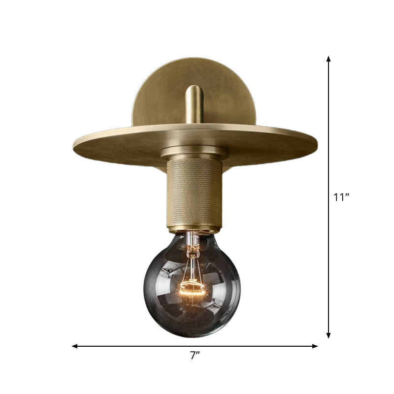 Bronze Armed Wall Sconce Light Postmodern Single Metal/Clear Glass Wall Lamp with/without Disc/Sphere/Cone Shade