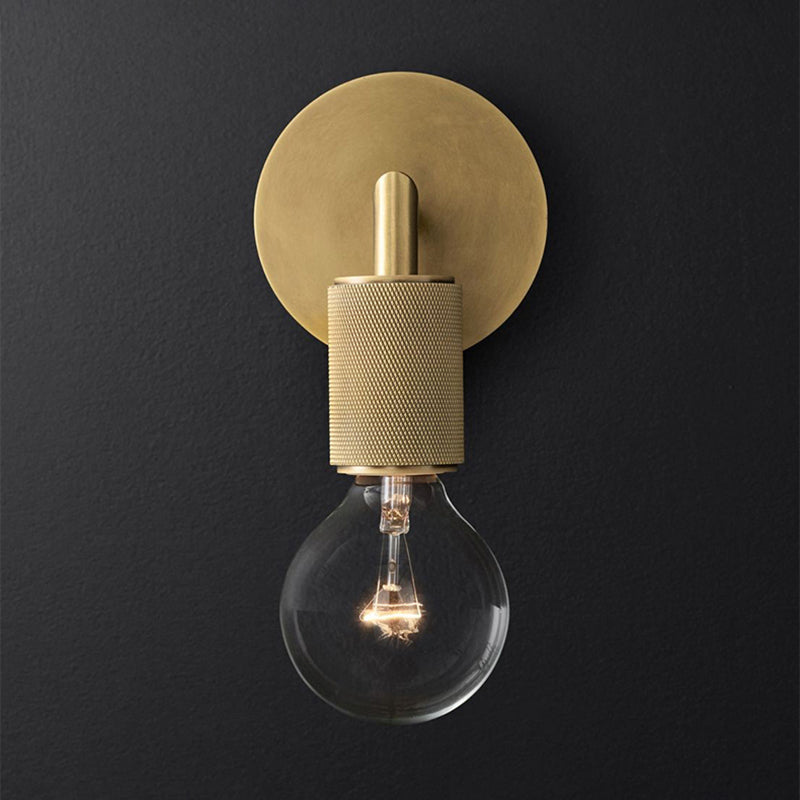 Bronze Armed Wall Sconce Light Postmodern Single Metal/Clear Glass Wall Lamp with/without Disc/Sphere/Cone Shade