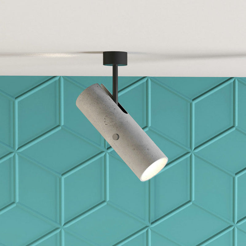 Tube Clothing Store Wall Spotlight Cement Minimalist LED Wall Light in Grey with Swivel Joint