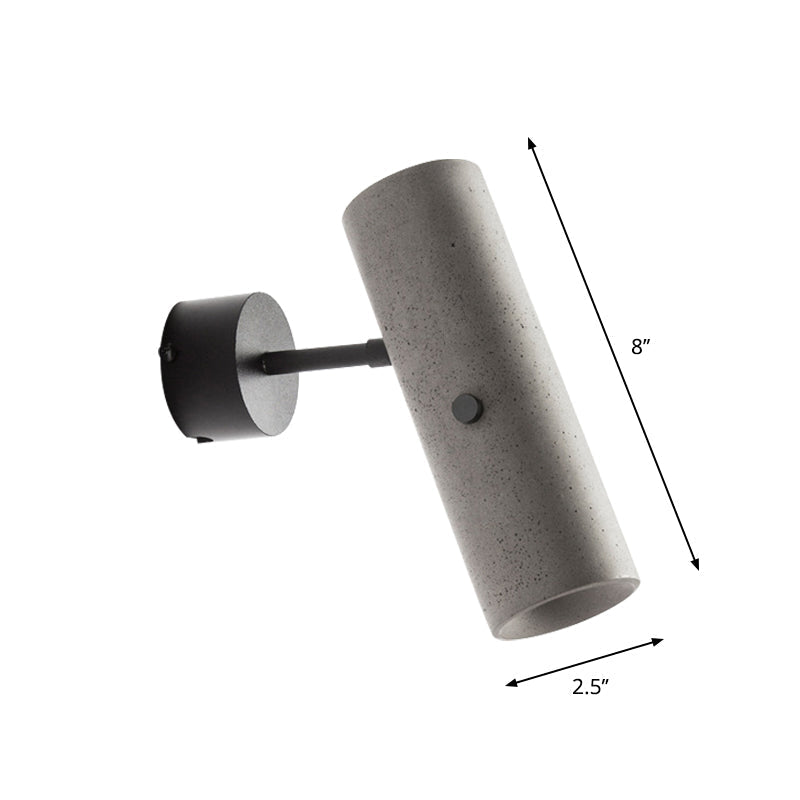Tube Clothing Store Wall Spotlight Cement Minimalist LED Wall Light in Grey with Swivel Joint