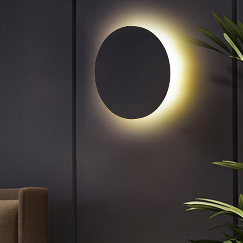 Round/Square Flush Mount Wall Lamp Minimalist Aluminum Hallway LED Sconce Light in Black