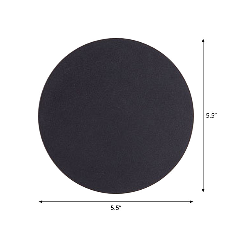 Round/Square Flush Mount Wall Lamp Minimalist Aluminum Hallway LED Sconce Light in Black