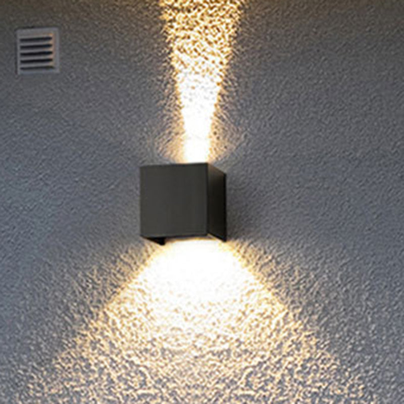 Cube/Triangle/Cylinder Wall Lamp Fixture Nordic Metal Black Up and Down LED Wall Sconce for Outdoor