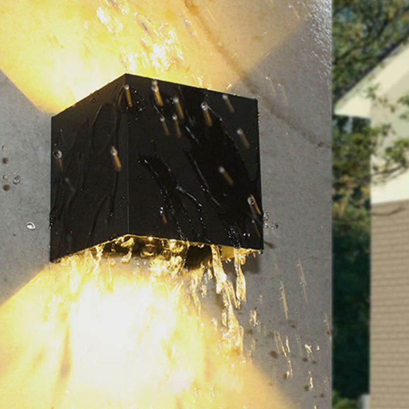 Cube/Triangle/Cylinder Wall Lamp Fixture Nordic Metal Black Up and Down LED Wall Sconce for Outdoor