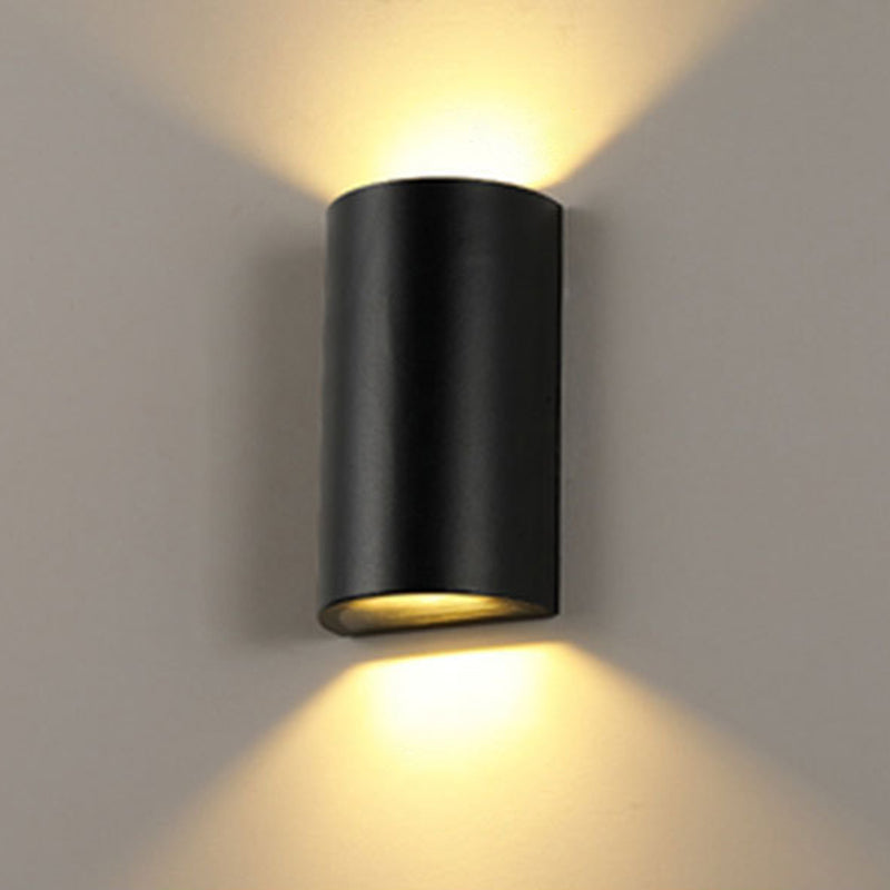 Cube/Triangle/Cylinder Wall Lamp Fixture Nordic Metal Black Up and Down LED Wall Sconce for Outdoor