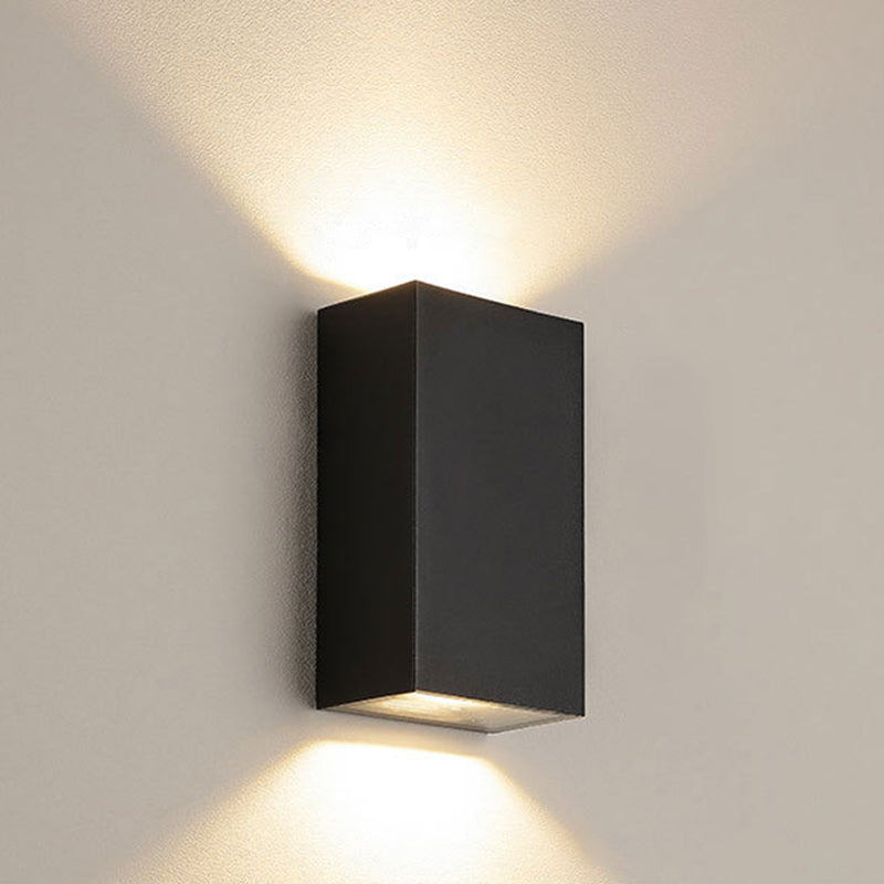 Cube/Triangle/Cylinder Wall Lamp Fixture Nordic Metal Black Up and Down LED Wall Sconce for Outdoor