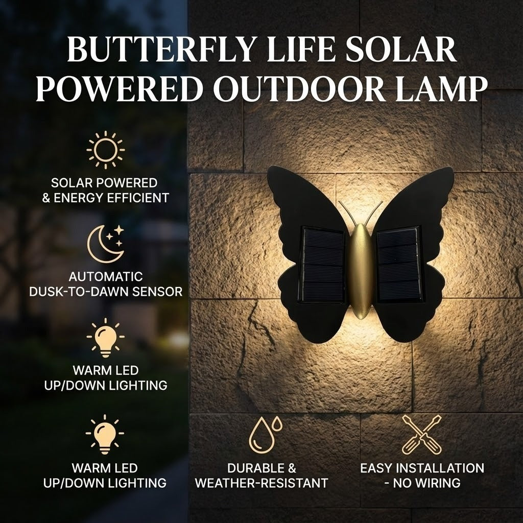 Butterfly Life Solar Powered Outdoor Lamp