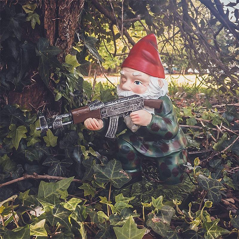 Military Garden Gnome with Camouflage Uniform