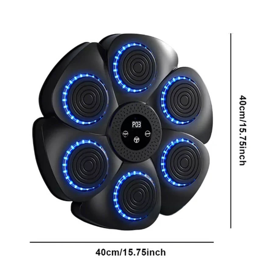Music punching bag with target features