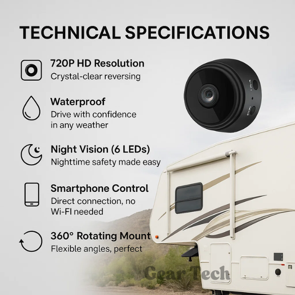 Wireless HD rearview camera for motorhomes, trucks, and trailers with night vision