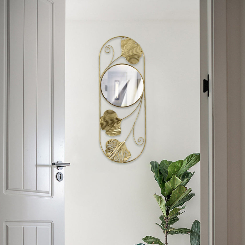 Vinantica | Elegant Metal Ginkgo Leaf Wall Mirror