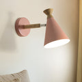Iron Conical Wall Mounted Lamp Contemporary 1 Bulb Wall Lighting Ideas with Wood Top