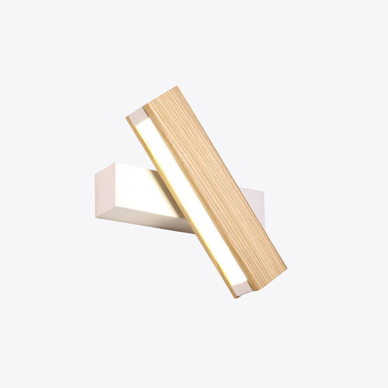 Linear Reading Wall Light Modern Wooden Rotatable LED Bedroom Sconce Lighting Fixture