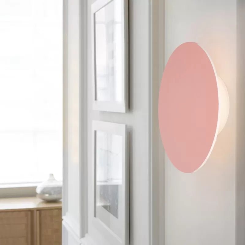Nordic Style Macaron Colored Wall Light Round Metal Wall Sconce for Stair Foyer
