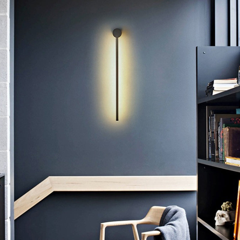 Slim Tube Shaped Sconce Lighting Contemporary Metal Living Room LED Wall Light Fixture