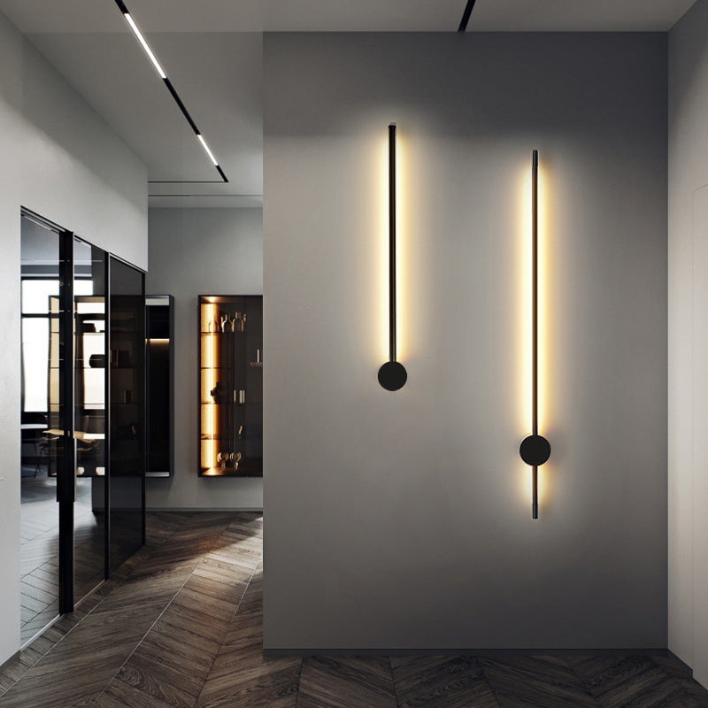 Slim Tube Shaped Sconce Lighting Contemporary Metal Living Room LED Wall Light Fixture