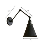 Farmhouse Style Cone Wall Sconce 1 Bulb Iron Wall Lighting Fixture in Black/Rust for Bedroom