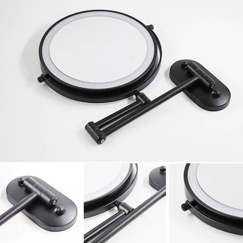 Vinantica | Black LED Rechargeable Makeup Mirror – 3-Color Light