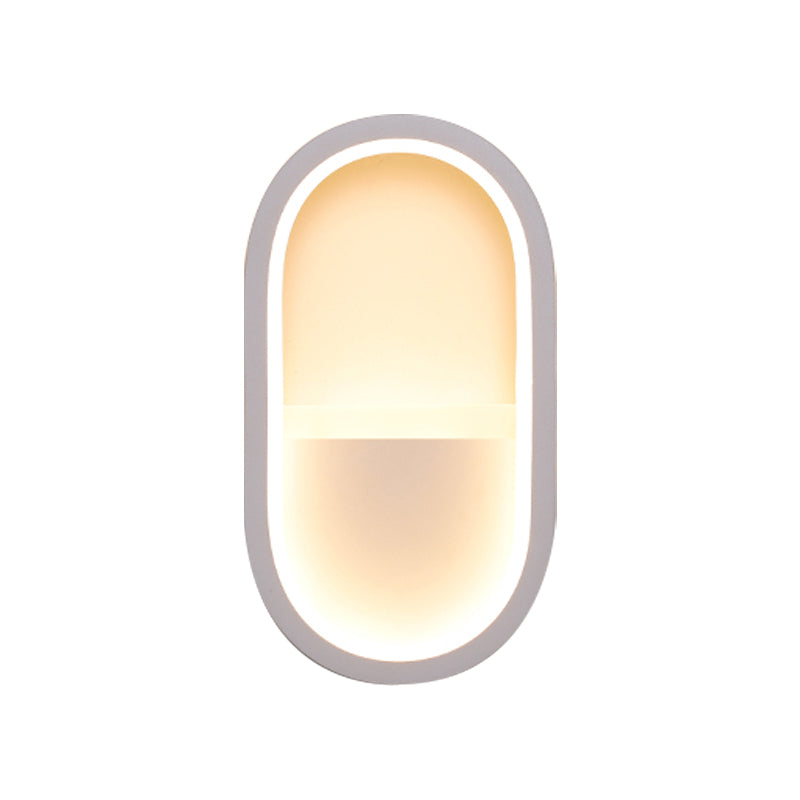Oval Wall Light Fixture Contemporary Acrylic Black/White LED Wall Sconce in Warm/White Light