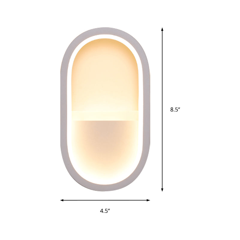 Oval Wall Light Fixture Contemporary Acrylic Black/White LED Wall Sconce in Warm/White Light