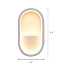 Oval Wall Light Fixture Contemporary Acrylic Black/White LED Wall Sconce in Warm/White Light