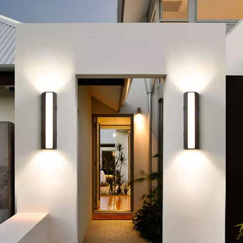 Trapezoid Shaped Wall Sconce Light Minimalist Metallic Courtyard LED Wall Mount Lighting in Black
