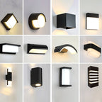 Geometrical Acrylic Wall Sconce Light Minimalist Black LED Wall Mount Lighting for Outdoor