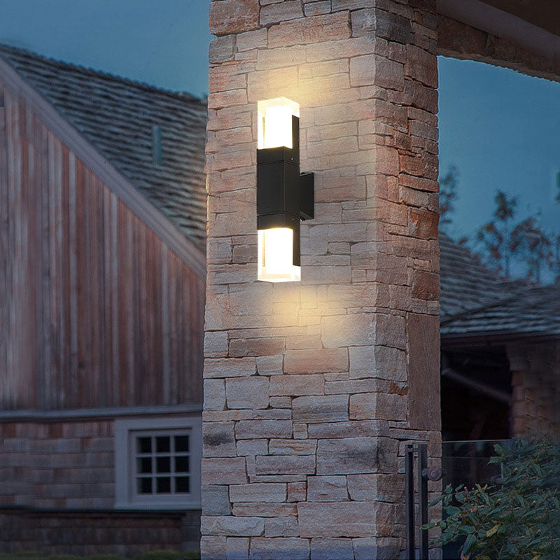 Geometrical Acrylic Wall Sconce Light Minimalist Black LED Wall Mount Lighting for Outdoor
