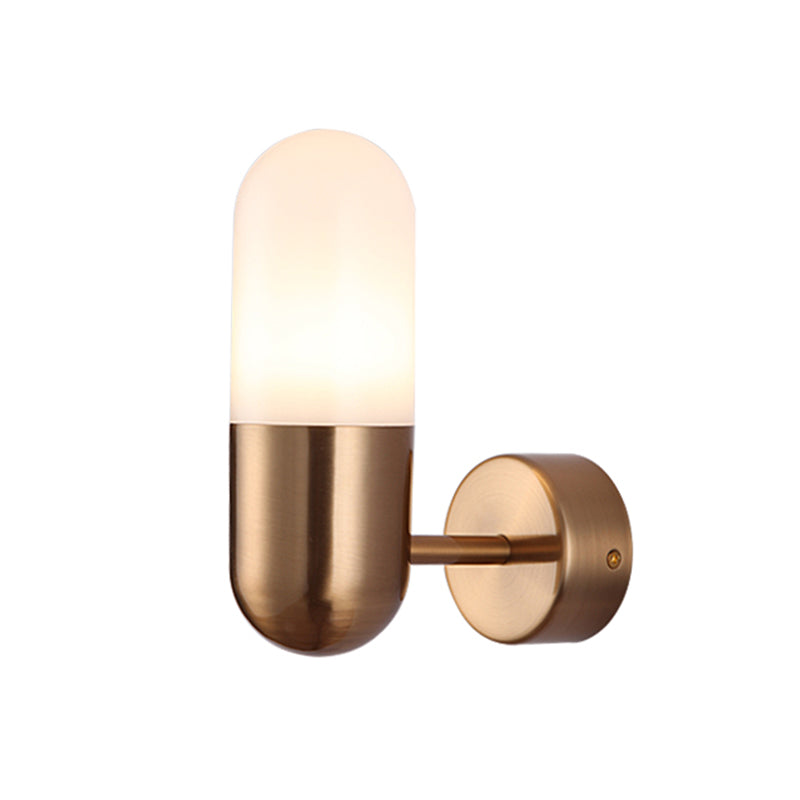 Capsule Metal Wall Sconce Light Postmodern 1 Light Black/Gray/White Wall Mounted Light for Bedroom