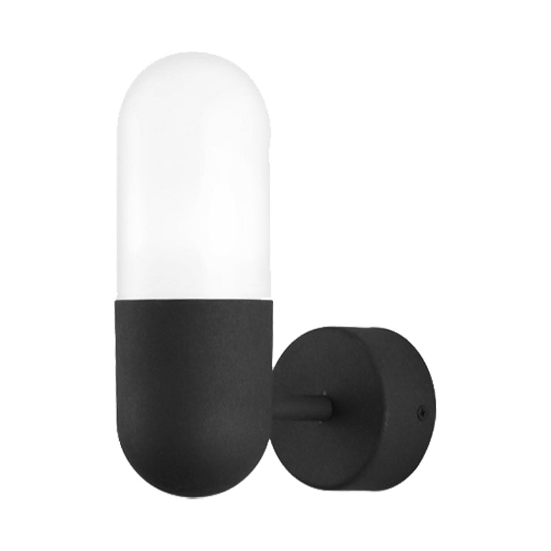 Capsule Metal Wall Sconce Light Postmodern 1 Light Black/Gray/White Wall Mounted Light for Bedroom