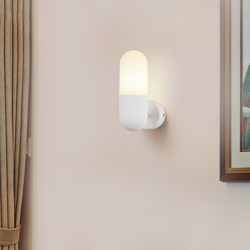 Capsule Metal Wall Sconce Light Postmodern 1 Light Black/Gray/White Wall Mounted Light for Bedroom