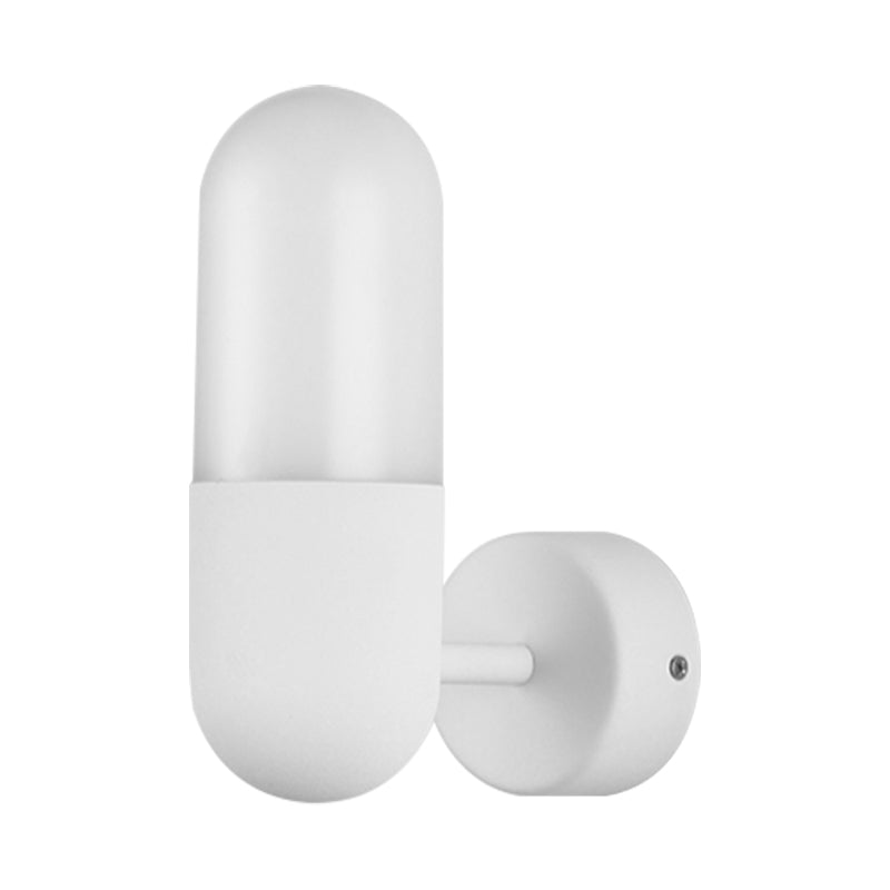 Capsule Metal Wall Sconce Light Postmodern 1 Light Black/Gray/White Wall Mounted Light for Bedroom