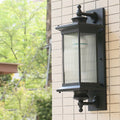 Single-Bulb Wall Mount Light Retro Rectangular Ribbed Glass Wall Lighting for Outdoor
