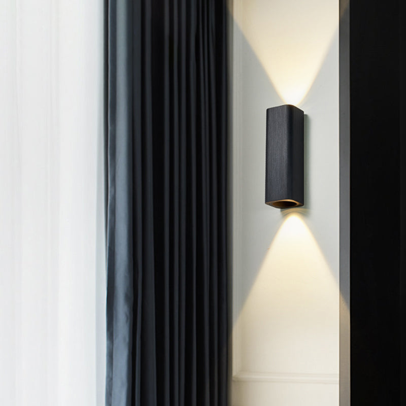 Modern Cuboid Wall Mounted Light Metal Living Room LED Up and Down Wall Sconce in Bronze/Gold/Coffee