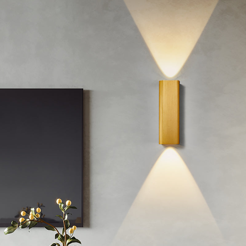 Modern Cuboid Wall Mounted Light Metal Living Room LED Up and Down Wall Sconce in Bronze/Gold/Coffee
